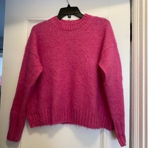 Helmut Lang Hot Pink Brushed Crewneck Sweater